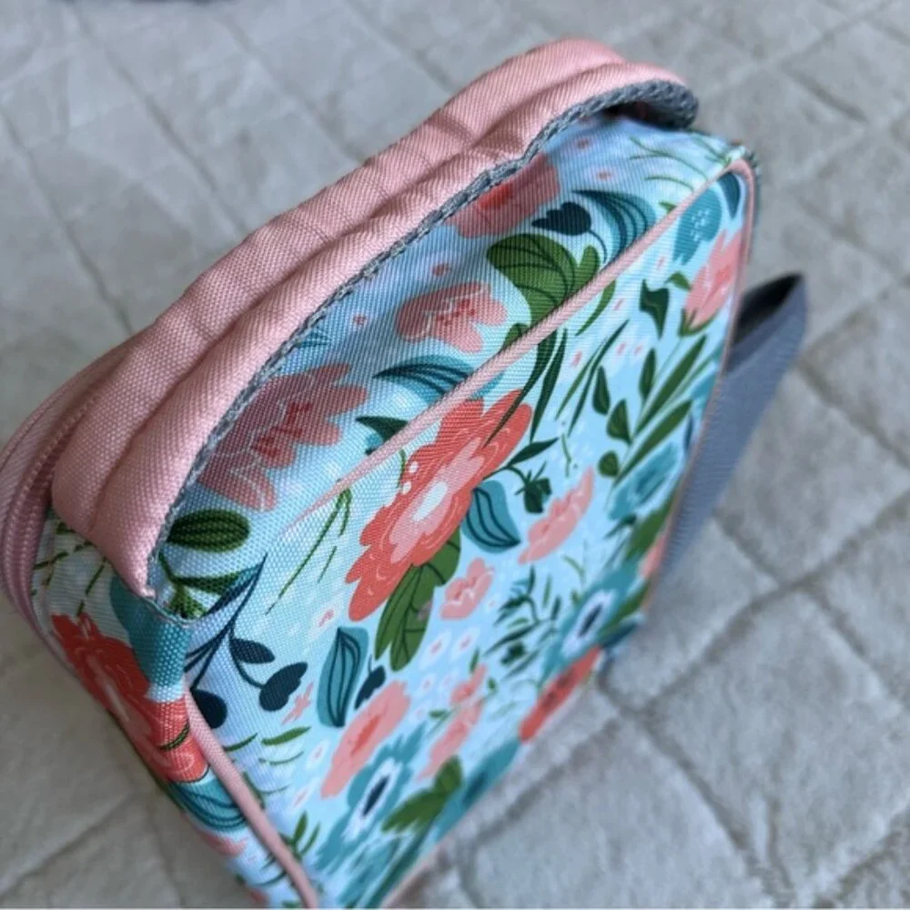 Tal | Blue & Coral Insulated Lunch Box with Hydration Pocket | Kids Lunchbag
